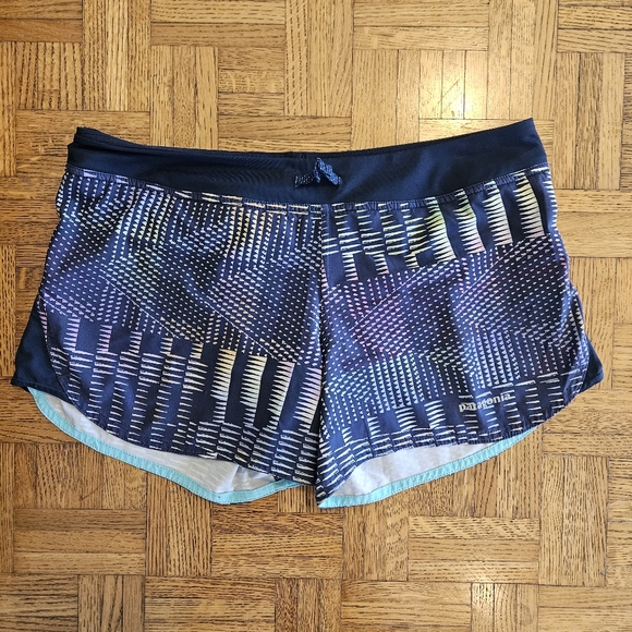 Patagonia Shorts Nine Trails Womens Small Colorful Running Lined Blue Athletic - Picture 1 of 13